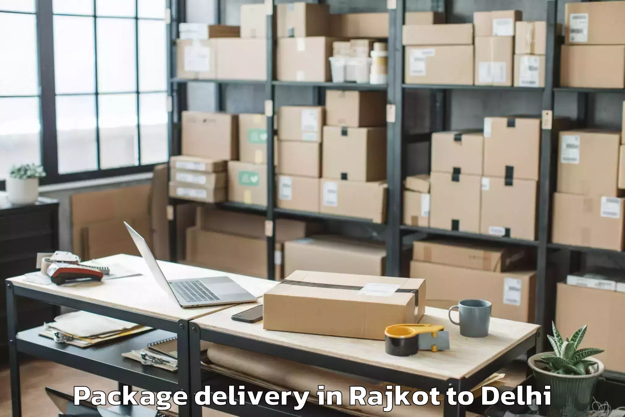 Top Rajkot to Parsvnath Mall Azadpur Package Delivery Available